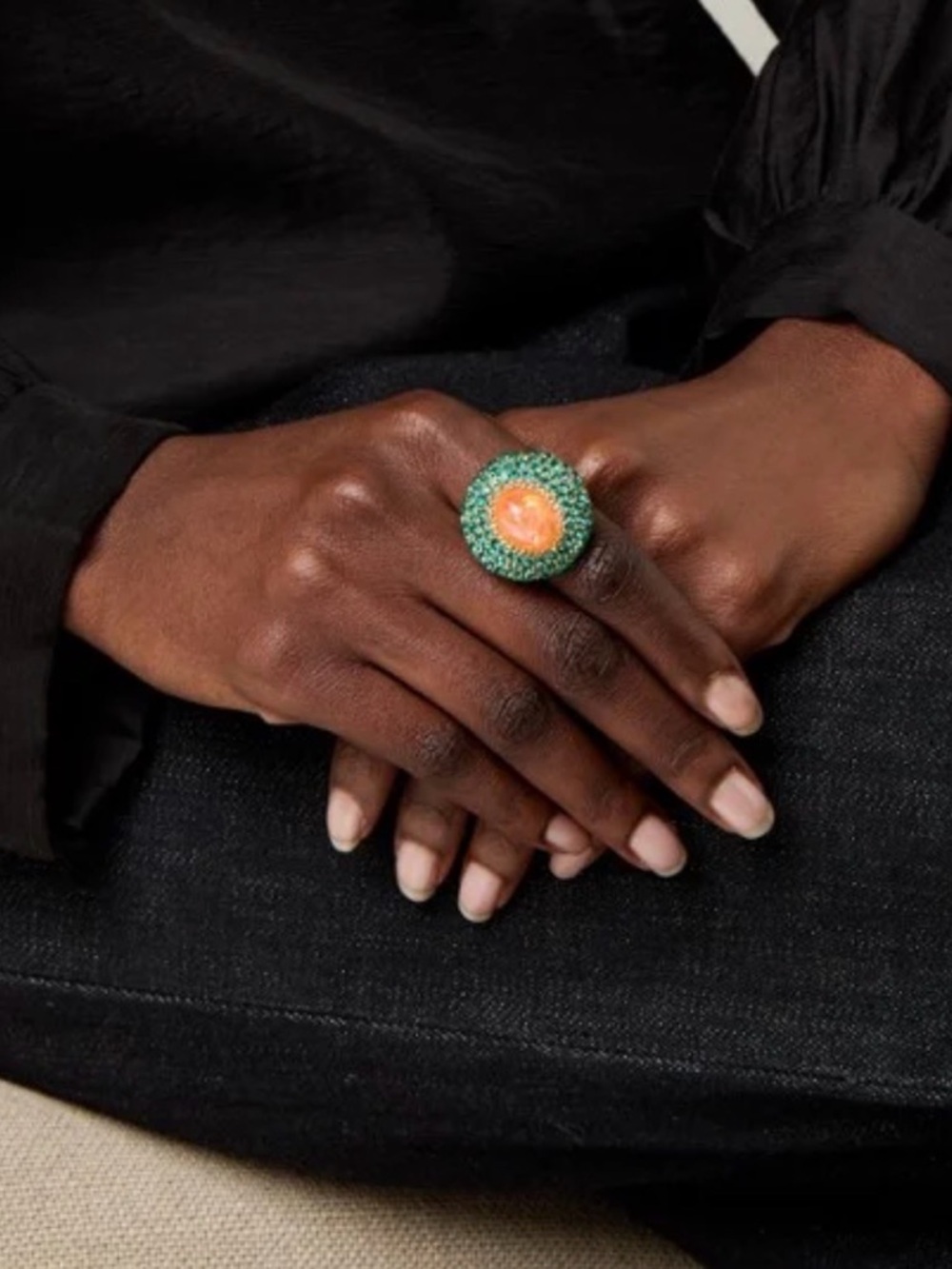 Kurt Geiger Green and Orange Dome Cocktail Ring 🌟New Launched🌟 Sz 7